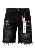 Bermuda Denim Negra con Manchas