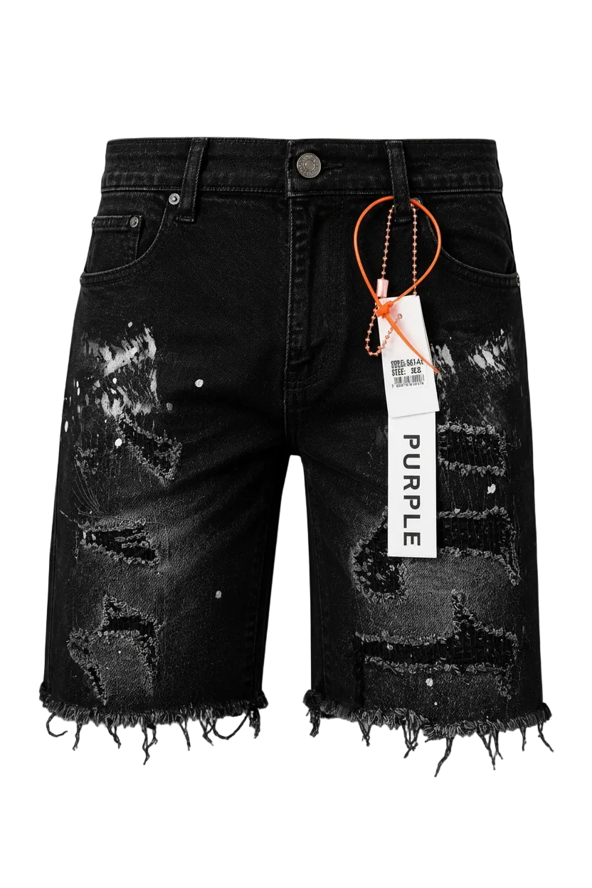 Bermuda Denim Negra con Manchas