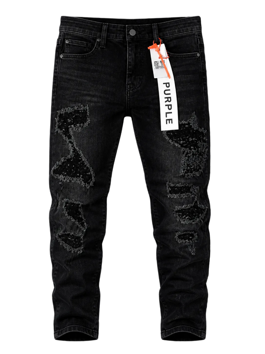 Jean Purple Parches Negros