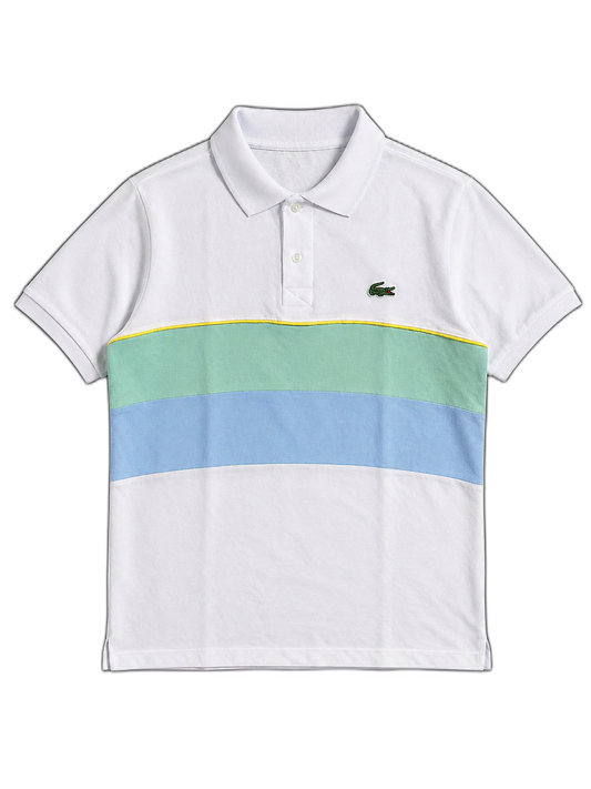 Chomba Lacoste Blanca Franjas