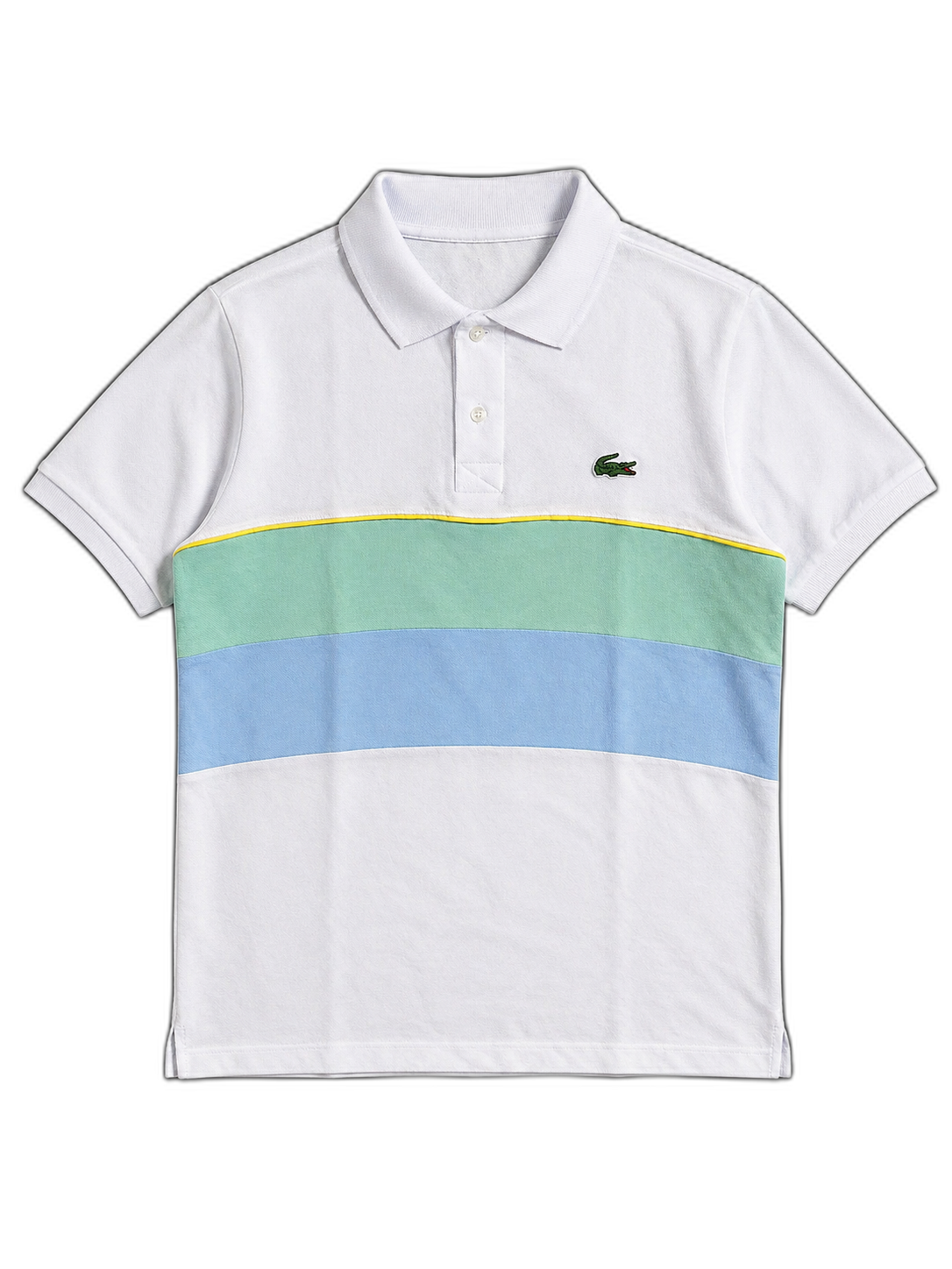 Chomba Lacoste Blanca Franjas