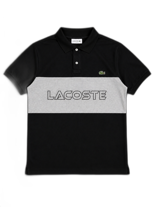 Chomba Lacoste Negra y Gris