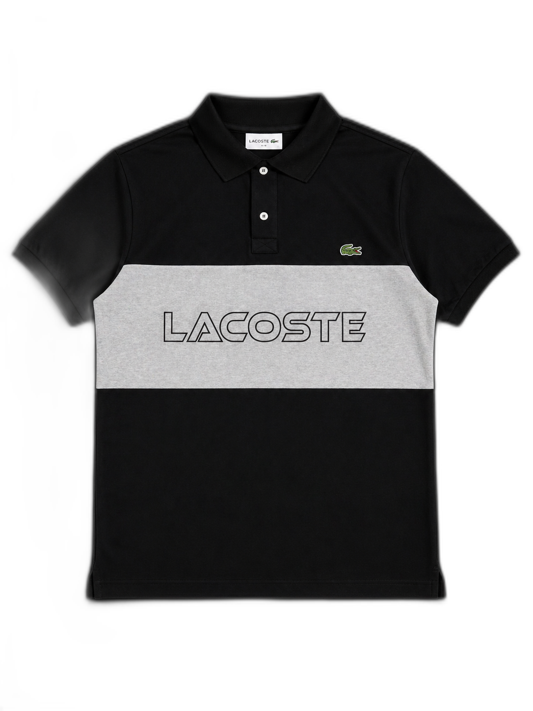 Chomba Lacoste Negra y Gris